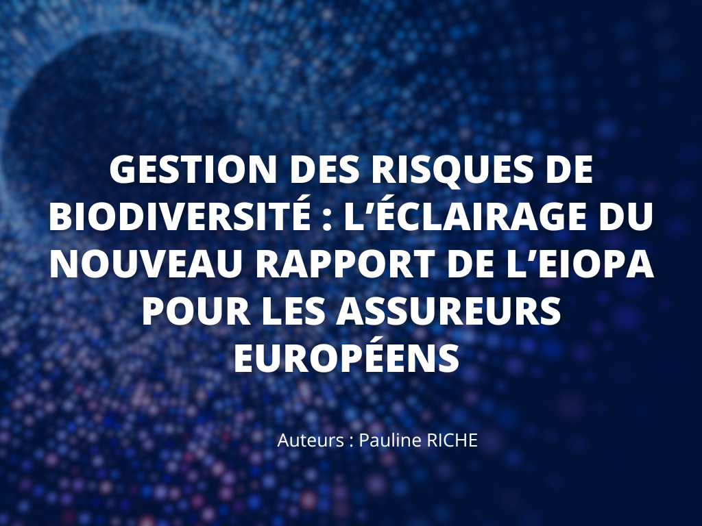 Gestion Des Risques De Biodiversité Pauline RICHE
