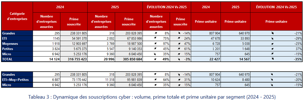 Dynamique des souscriptions cyber par segment