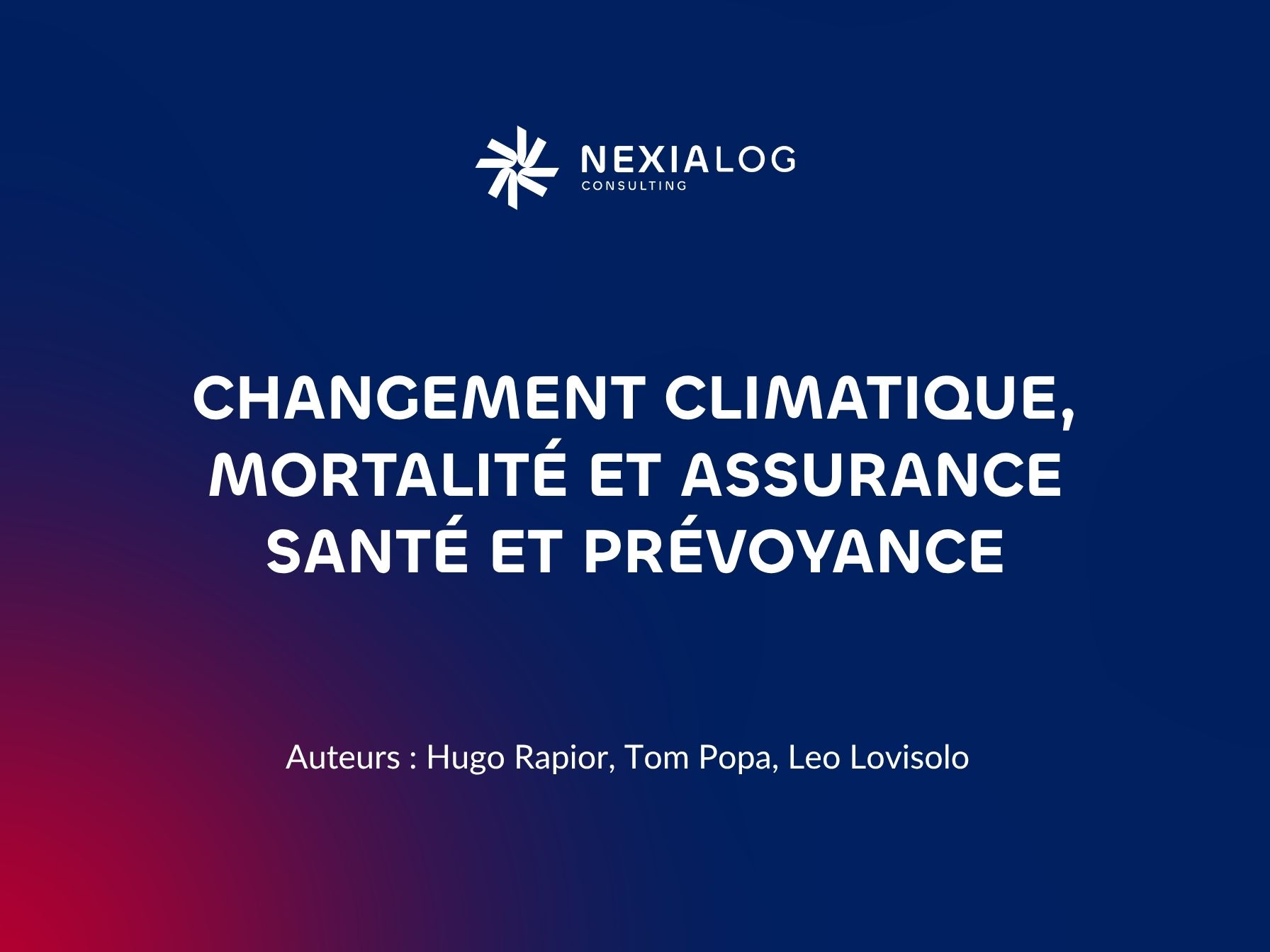 Changement climatique et mortalité : impacts sur l'assurance santé et prévoyance